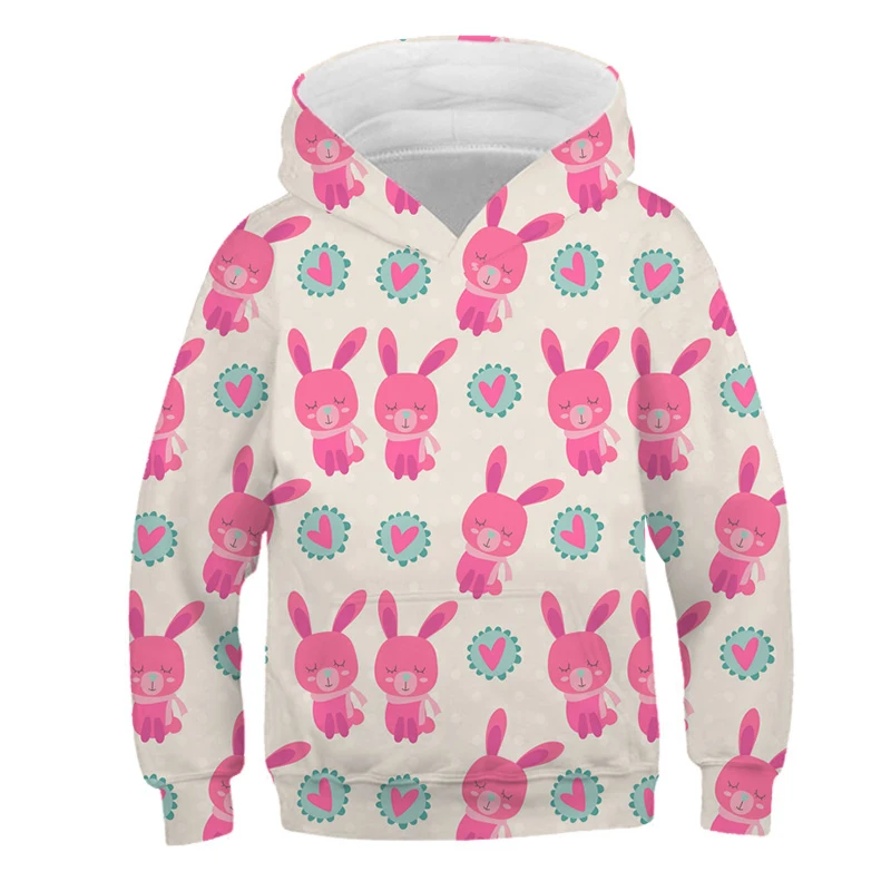 hoodies for a boy 3-14Y Girls Clothes White Rabbit 3d Hoodie Autumn Children's Long-sleeved Loose Oversized Sports Hooded Kids Casual Sweater Tops best hoodie for boy