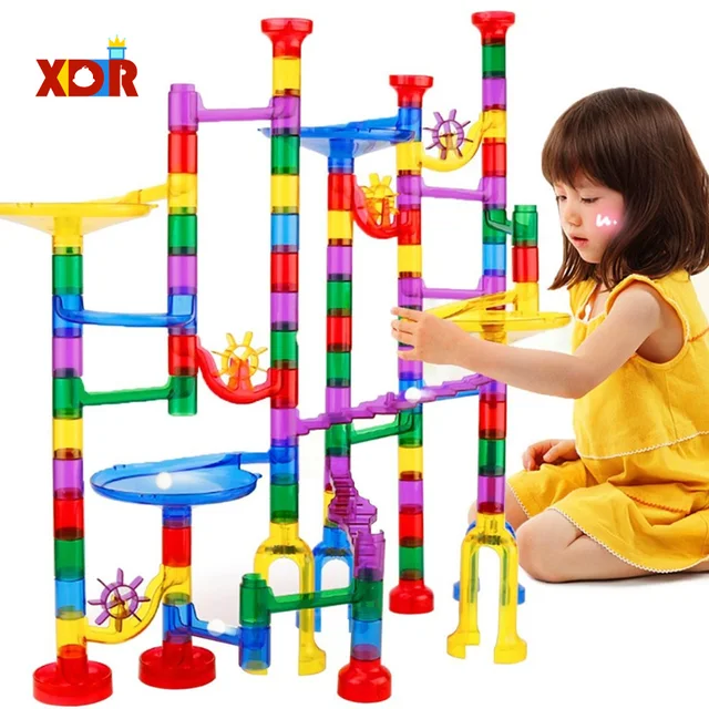 Creative DIY Marble Race Run Maze Balls Track Blocks Assembly STEM Learning Toy Maze Balls Track Building Blocks Educational Toy 1