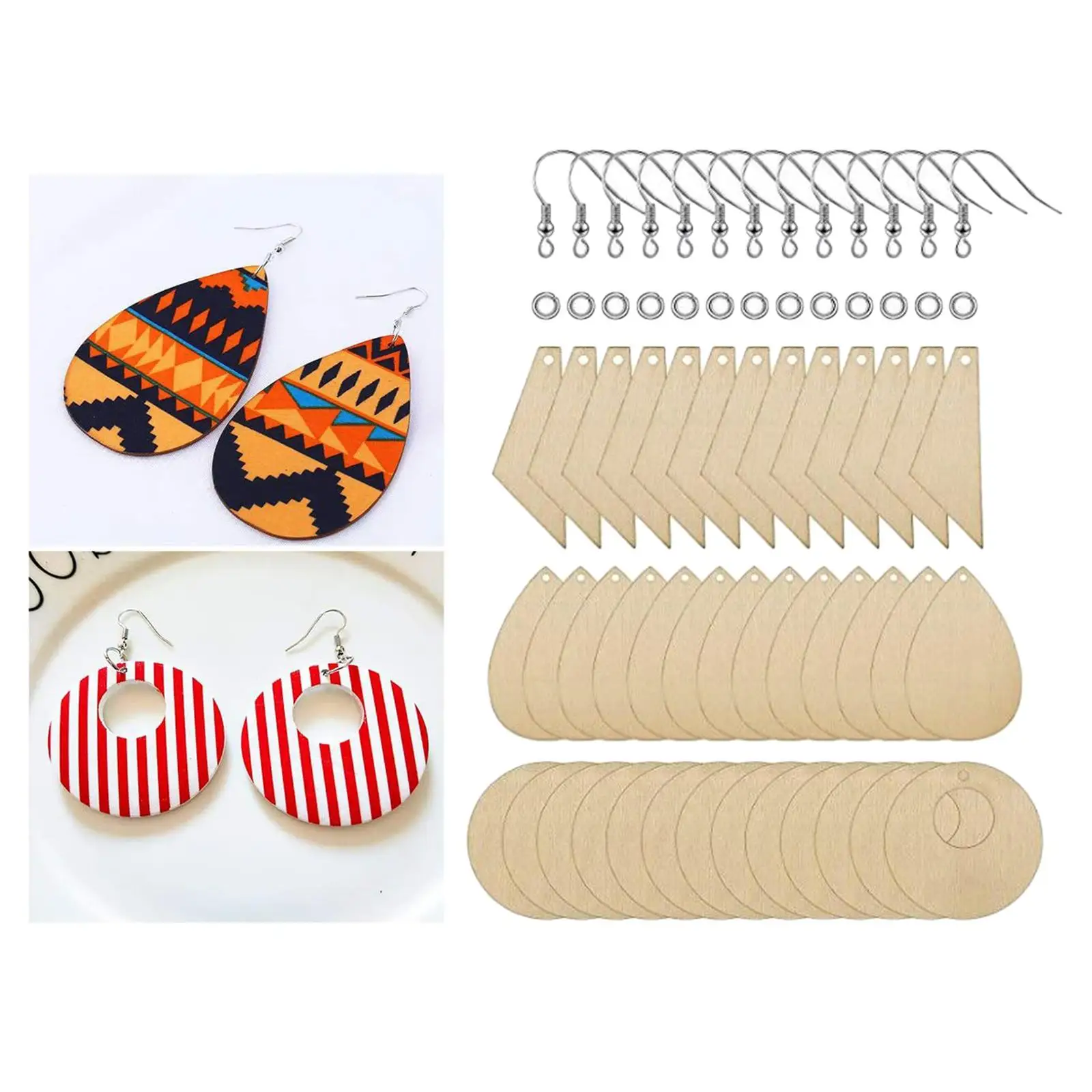 180 개/대 미완성 된 나무 귀걸이 공백 귀 후크 오프닝 링 보석 펜 던 트 만들기 DIY 공예