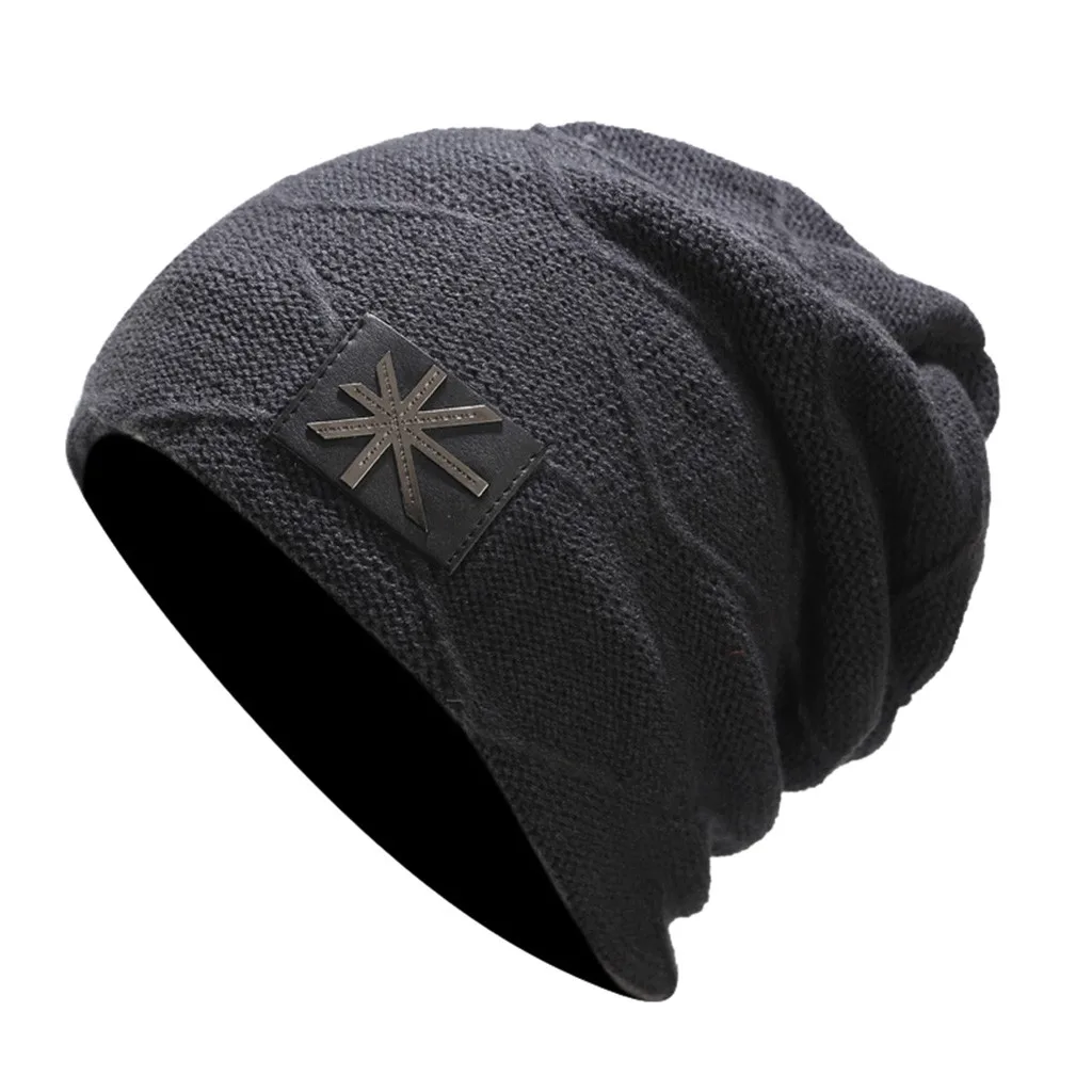 Dark Gray Мужская Женская зимняя модная теплая негабаритная шапка мешковатая эластичная громоздкая шляпа - Цвет: Dark Gray