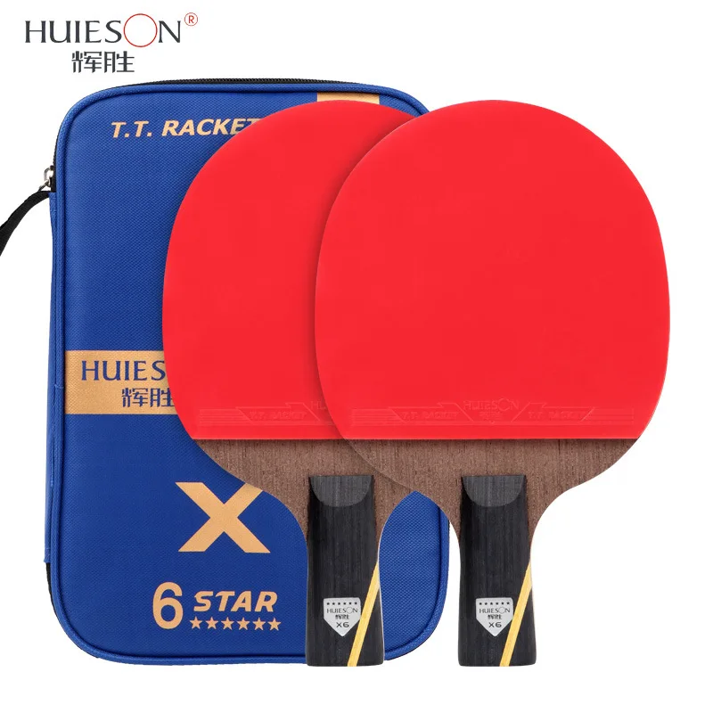 Huieson, 6 звезд, лезвие из углеродного волокна, ракетка для настольного тенниса, двойное лицо, прыщи, ракетка для пинг-понга, набор ракетки