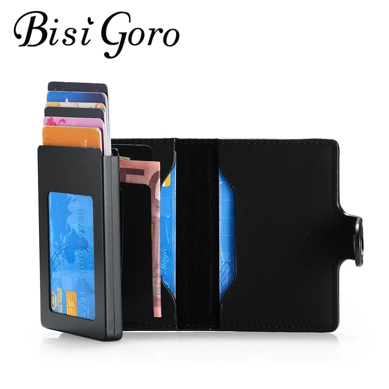 BISI GORO/RFID наличных денег и карт бумажник кнопка 2021 чехол Бизнес держатель для tarjetero
