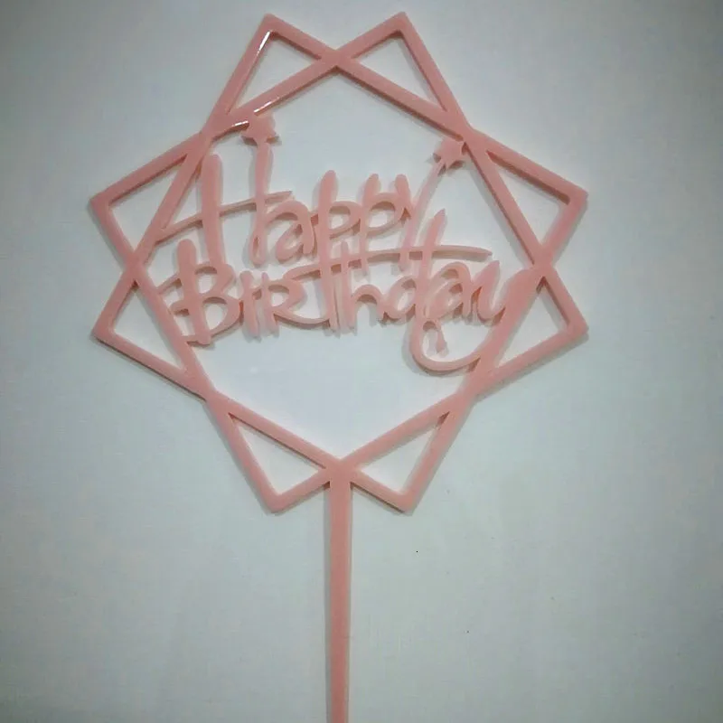 Темно-серый 1 pc Acrylic Happy Birthday Love Cake Topper Decoration for Birthday Cupcake Flag Birthday Party Decorative Props Supplies - Цвет: Темно-серый