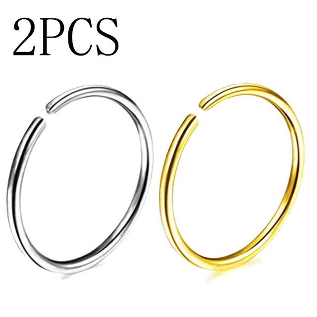 20G 0.8mm Thin Fake Nose Ring Septum Helix Nostril Piercing Labret Lip Fake Piercing Titanium Cartilage Fake Earrings Hoop