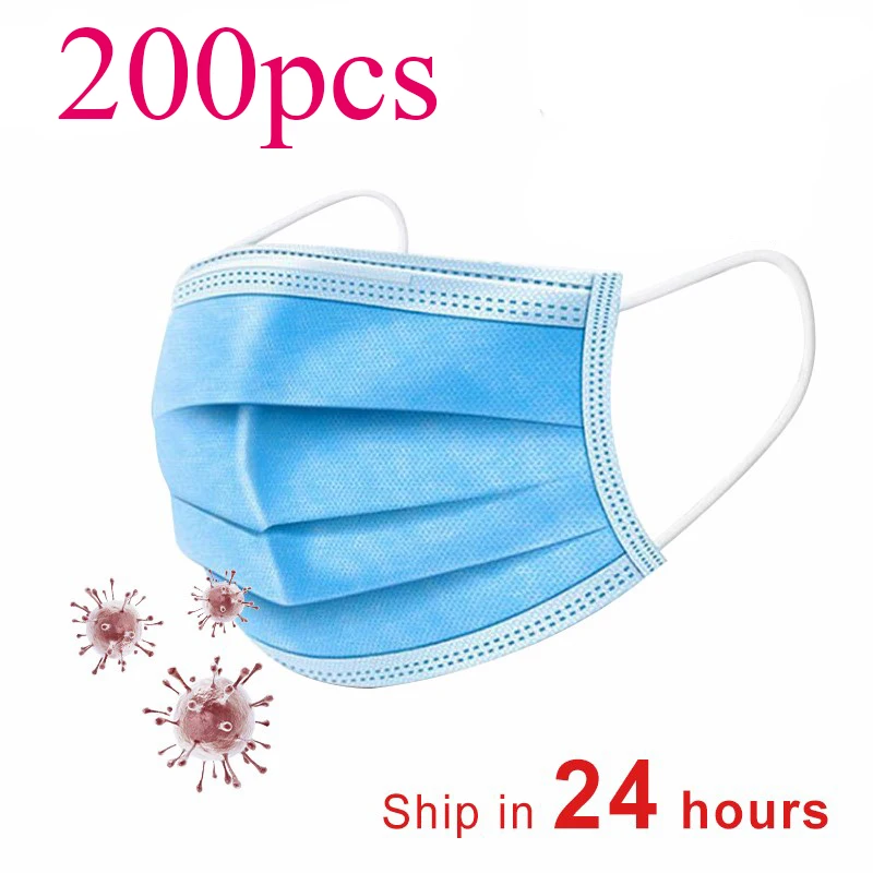 

200Pcs 3 Layer Disposable Hygiene Face Mask Anti Dust Mouth-muffle Men Women Anti Fog Face Mouth Masks Breathable Mouth Cover