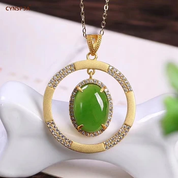 

CYNSFJA New Real Certified Natural Hetian Jasper 925 Sterling Silver Gold Plated Lucky Amulets Jade Pendant Elegant Best Gifts