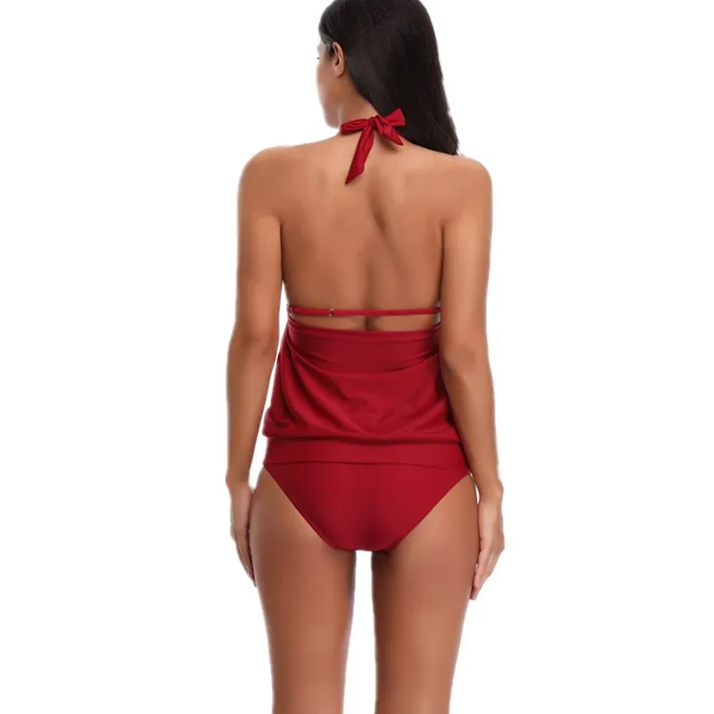 new solid color cover belly was thin European and American popular style high elastic split ladies swimsuit