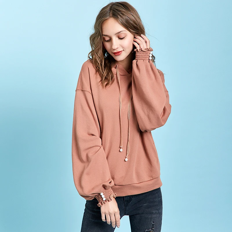 ARTKA Autumn New Women Sweatshirt Fashion Lantern Sleeve Hoodie Sweatshirt O-Neck Pullover Casual Hoodies Women VA10596Q