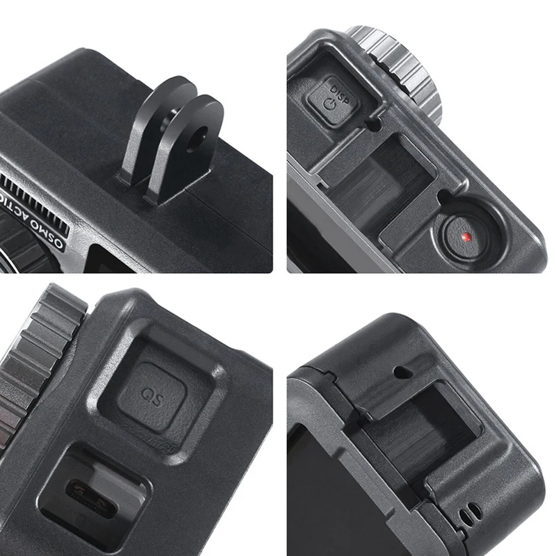FFYY-Ulanzi Vlog Housing Protective Case for Dji Osmo Action, Dual Cold Shoe Mount for Microphone/LED Photographic Video Light
