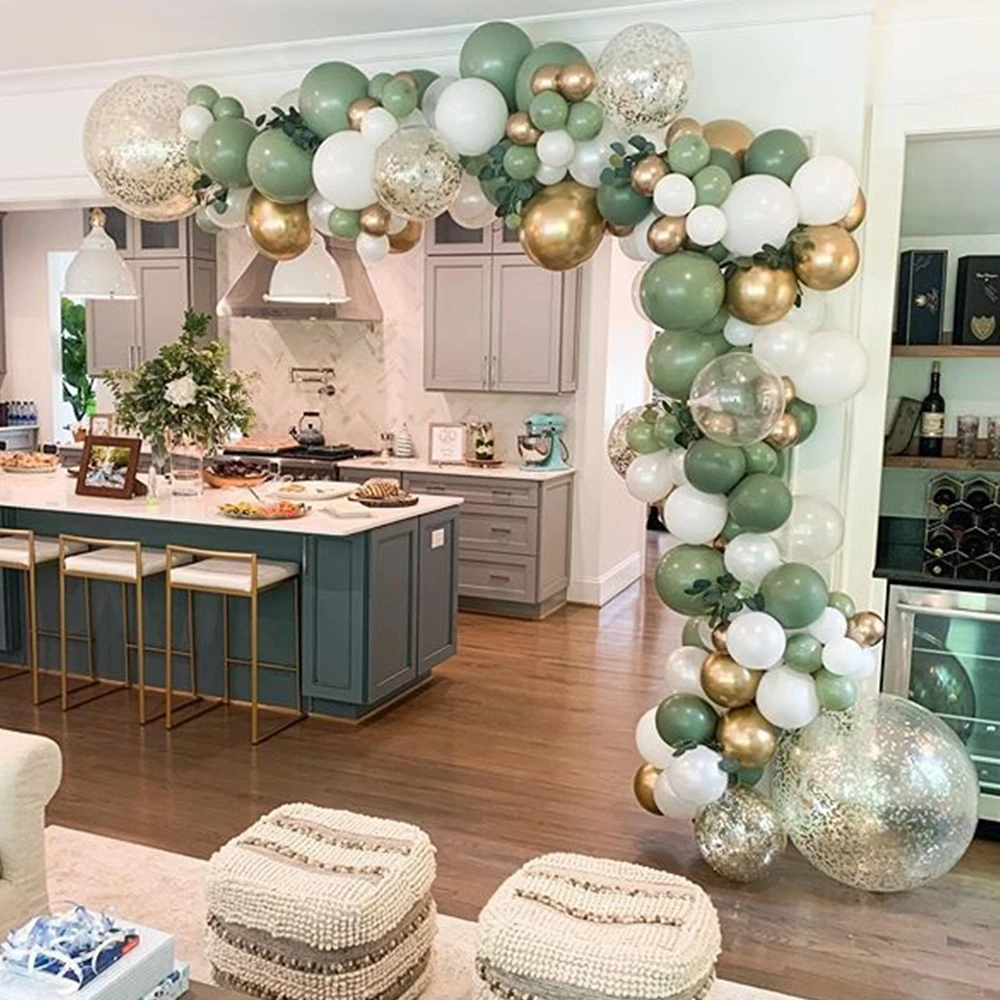 

119pcs Bean Green Balloon Garland Arch Kit Retro Color Balloon Set Wedding Birthday Party Decorations Baby Shower Helium Globos