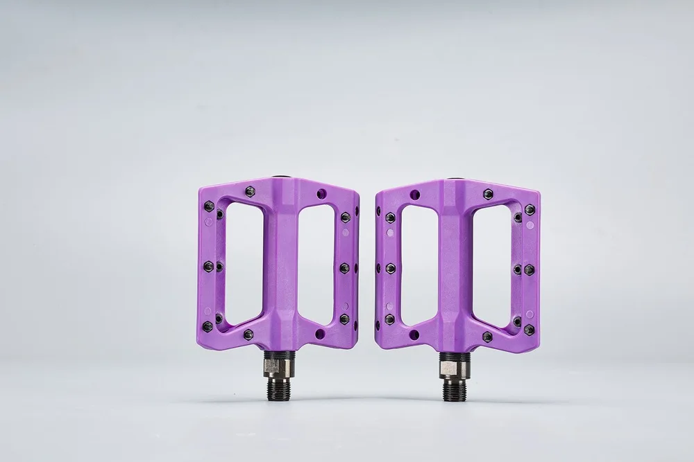 Purple MTB Cheter композитный Велосипед Педаль Горный велосипед плоская педаль противоскользящие сверхлегкие подшипники картриджа Du система мост спуск дизайн - Цвет: Purple