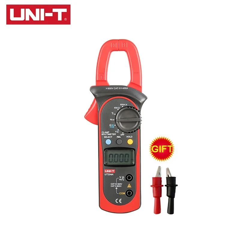 UT204A UNI-T UT201 UT202 UT202A UT203 UT204 UT204A AC DC Цифровые клещи с тестом температуры Авто Диапазон 600 В напряжение мультиметр - Цвет: UT204A