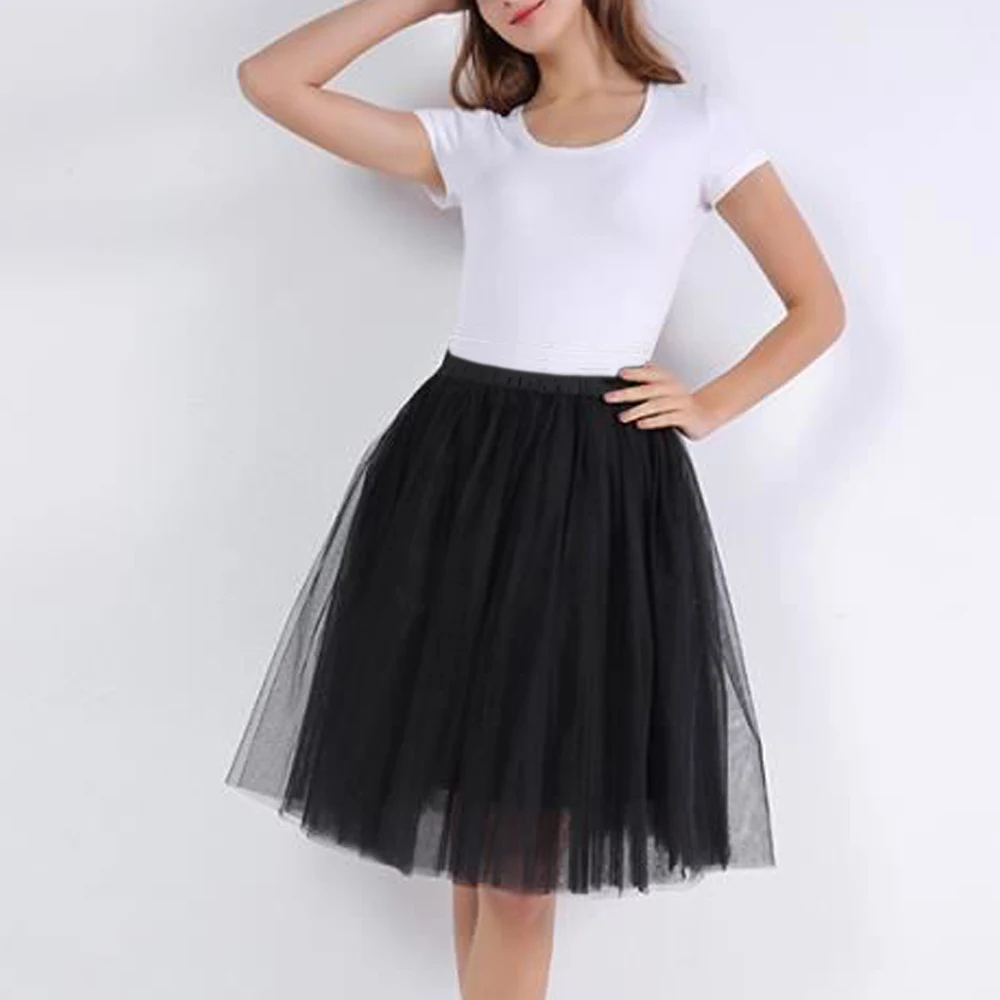 4 Color Wedding Petticoats Women 6 Layered Pleated Tulle Underskirt Woman Chiffon Fluffy Organza Vintage Tutu Skirts Ball Grown