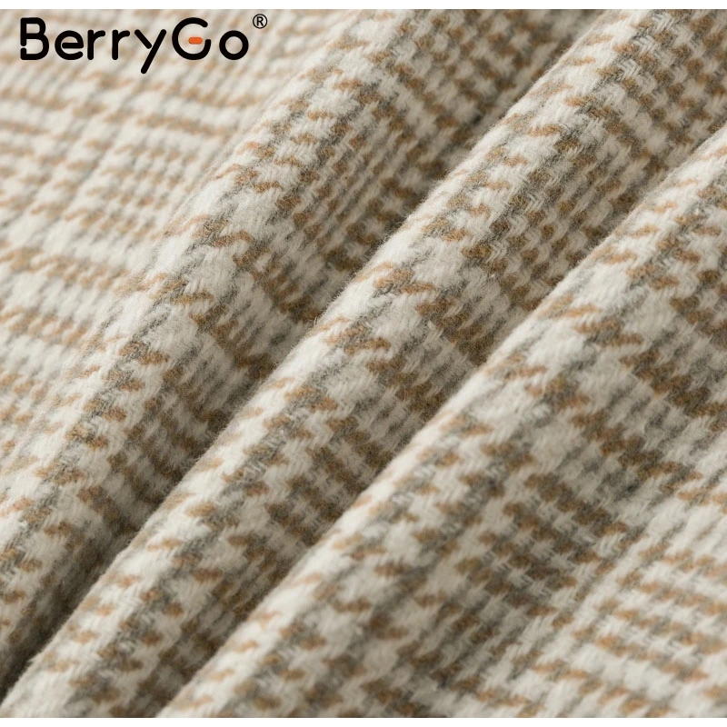 BerryGo, водолазка, негабаритный женский свитер, Осень-зима, длинный рукав, женские пальто, модный клетчатый пуловер, Женская толстовка