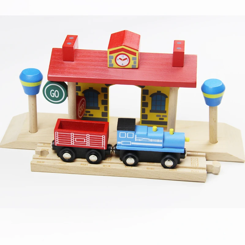 Деревянный трек игрушка поезд сцена трек аксессуары железнодорожная станция Подходит Игрушка BRIO автомобиль грузовик локомотив двигатель железная дорога игрушки для детей