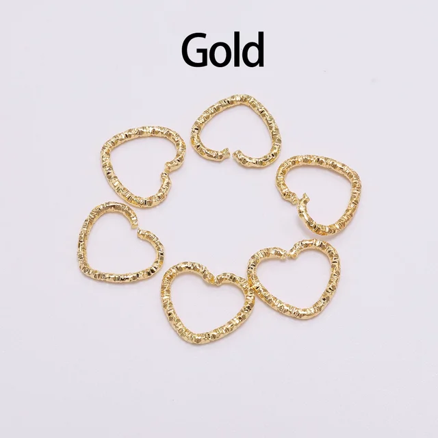 50-100pcs 8-20mm Round Jump Rings Twisted Open Split Rings jump rings Connector For Jewelry Makings Findings Supplies DIY Gold-heart