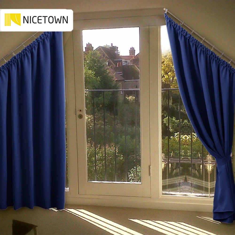 NICETOWN-cortinas de ventana inclinadas con aislamiento térmico, 1 par, para  Villa, para techo, ventana, ático, habitación, oscurecimiento - AliExpress