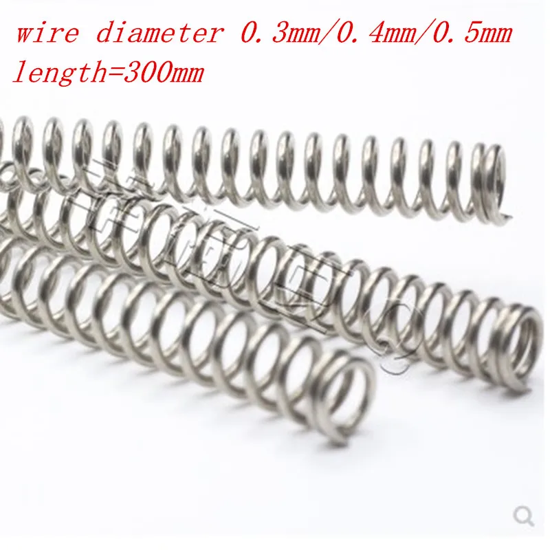 2-5 шт./лот 0,3 мм 0,4 мм 0,5 мм 304 нержавеющая сталь длинная пружина y-типа компрессионная пружина наружный диаметр 3-6 мм длина 300 мм