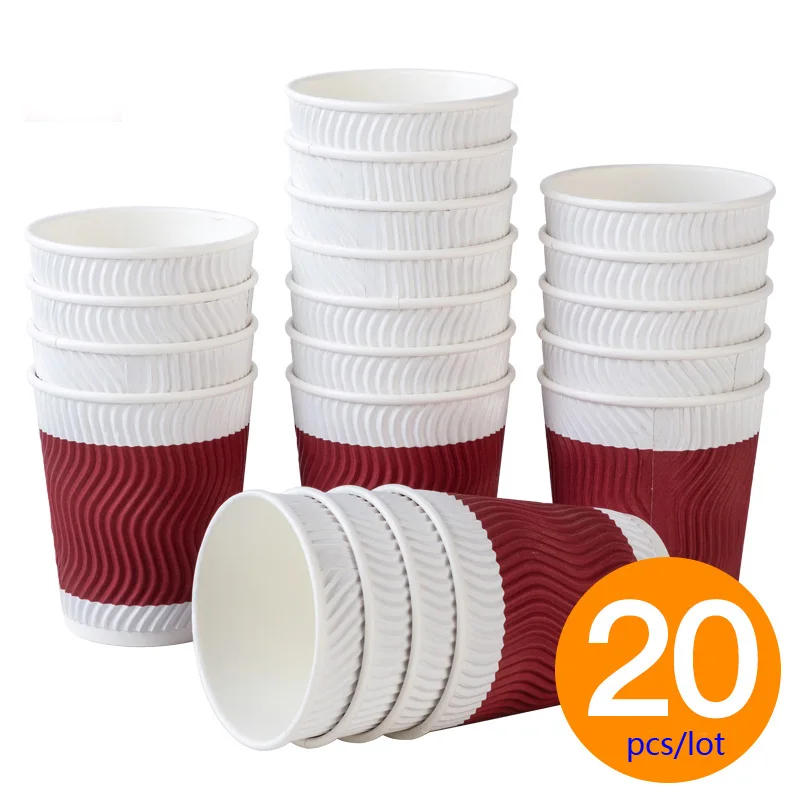 

280ml Paper Cup 9 OZ Disposable Coffee Cup Thick Kraft Anti Heating Hand Office Water Cup Party Favor 20pcs/lot DEC565