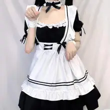 

Women Maid Outfit Anime Long Dress Men Lolita Dress Costume Cosplay Cafe Apron Costume Black and White Dresses