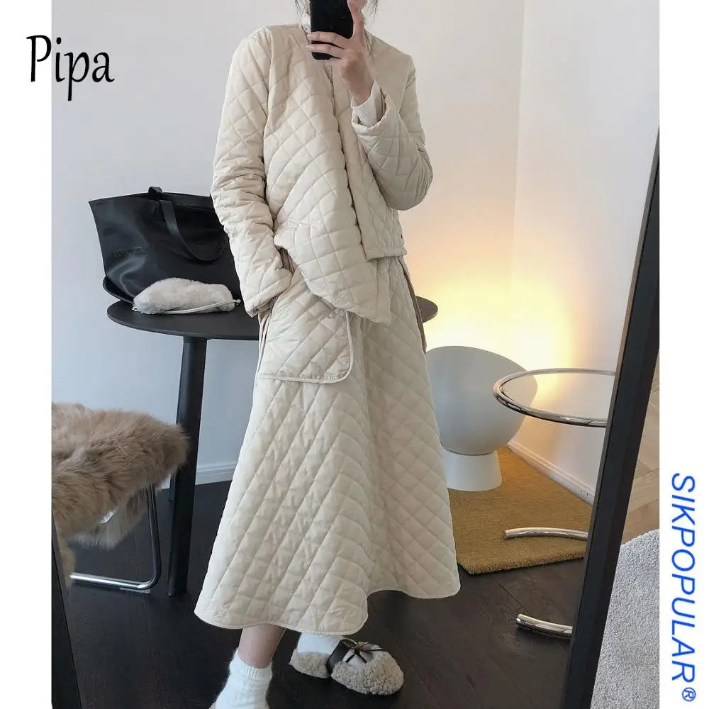 

Pipa Autumn And Winter Women Two Piece Set 2020 New Fashion Korean Loose Retro Women Skirt Suits Cotton Women Jacket Skirt Set