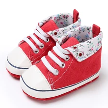 Модная обувь для новорожденных девочек; Повседневная нескользящая обувь с цветочным принтом на мягкой подошве для маленьких девочек; кроссовки для малышей