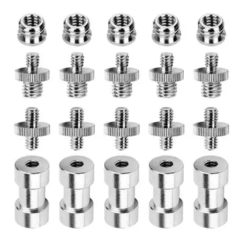 

1/4 to 3/8 Screw Adapter Converter Threaded Screws Adapter Spigot Screw Mount Set for Camera Tripod Monopod Ballhead Flash Light