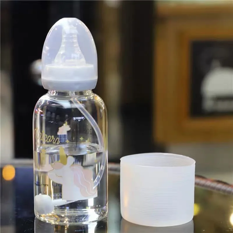 Cute Pacifier Glass Water Bottle With Straw Creative Personality Adult Baby Nipple Bottle Portable Cup Water Bottles For Girls
