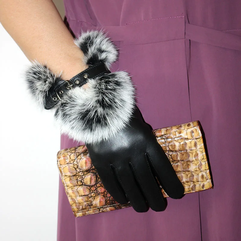 black sheepskin gloves women