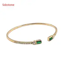 Новинка, милые большие медные браслеты с цирконием, белый и синий, зеленый, красный камень, смола, друзы, браслеты-манжеты для женщин, регулируемый размер