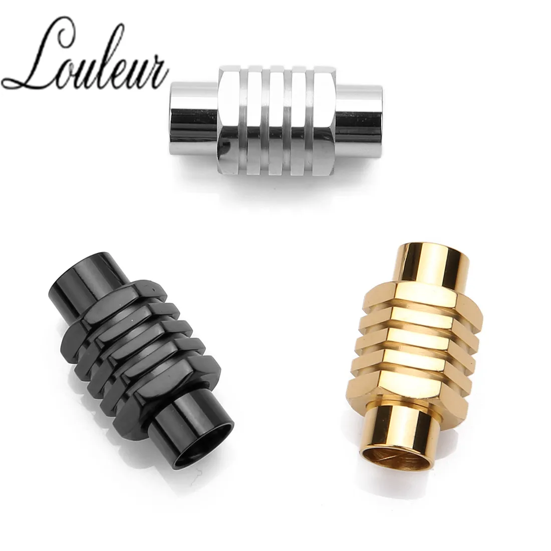 

2pcs/lot Gold Magnetic Clasps Leather Cord Bracelet End Connectors Buckle 304L Geometric Screw Fasten Clasp DIY Findings