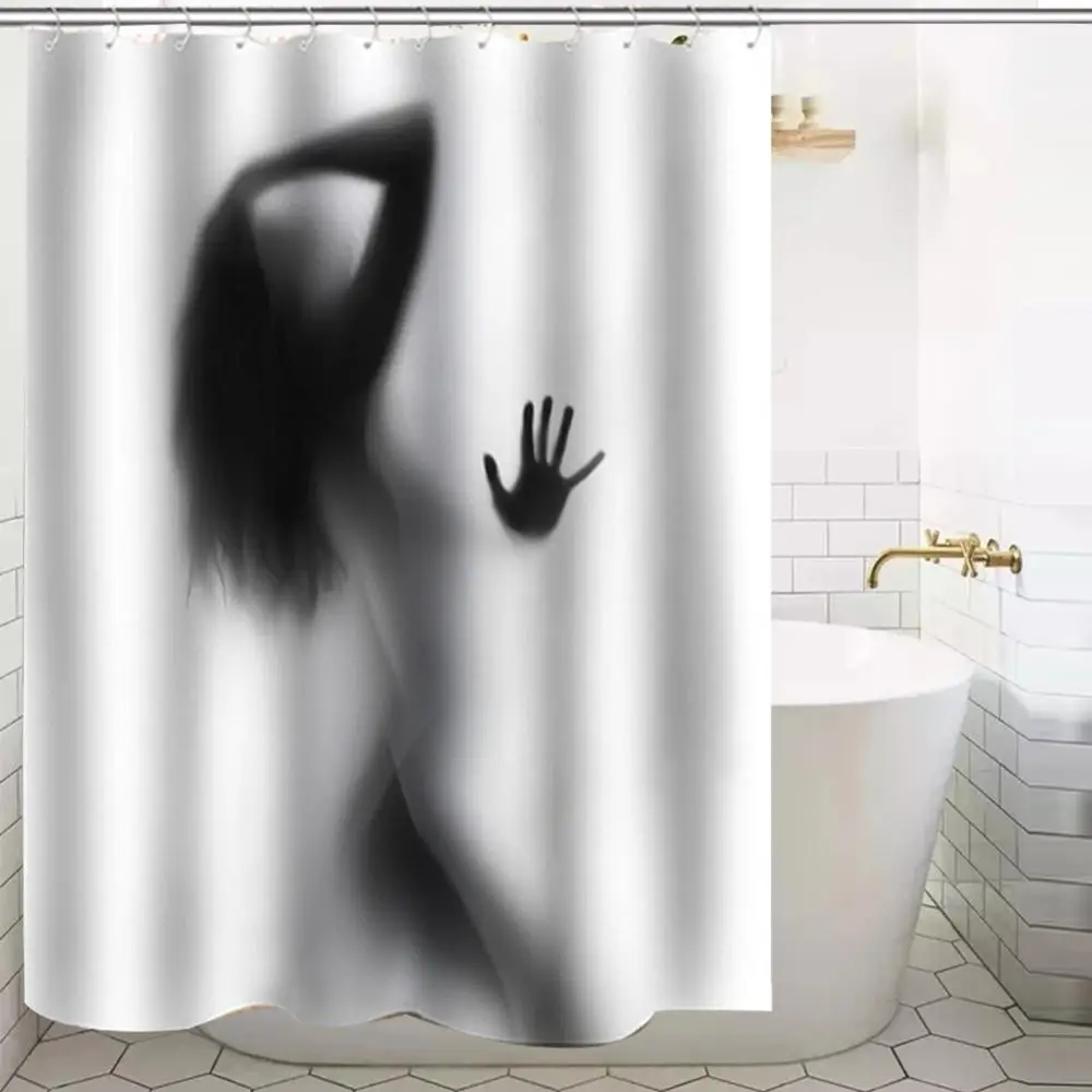 

Bathroom Shower Curtains Waterproof 3D Women Shadow Shower Curtain with Hooks Sexy Girl Portrait Bath Curtains