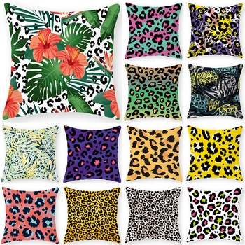

1Pcs Colorful Leopard Print Decorative Cushion Cover Pillow Pillowcase Polyester 45*45 Throw Pillow Home Decor Pillowcover 40817