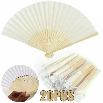

20pcs New Blank Folding Paper Fan Chinese Traditional Folding Fans Hand Fans DIY Crafts