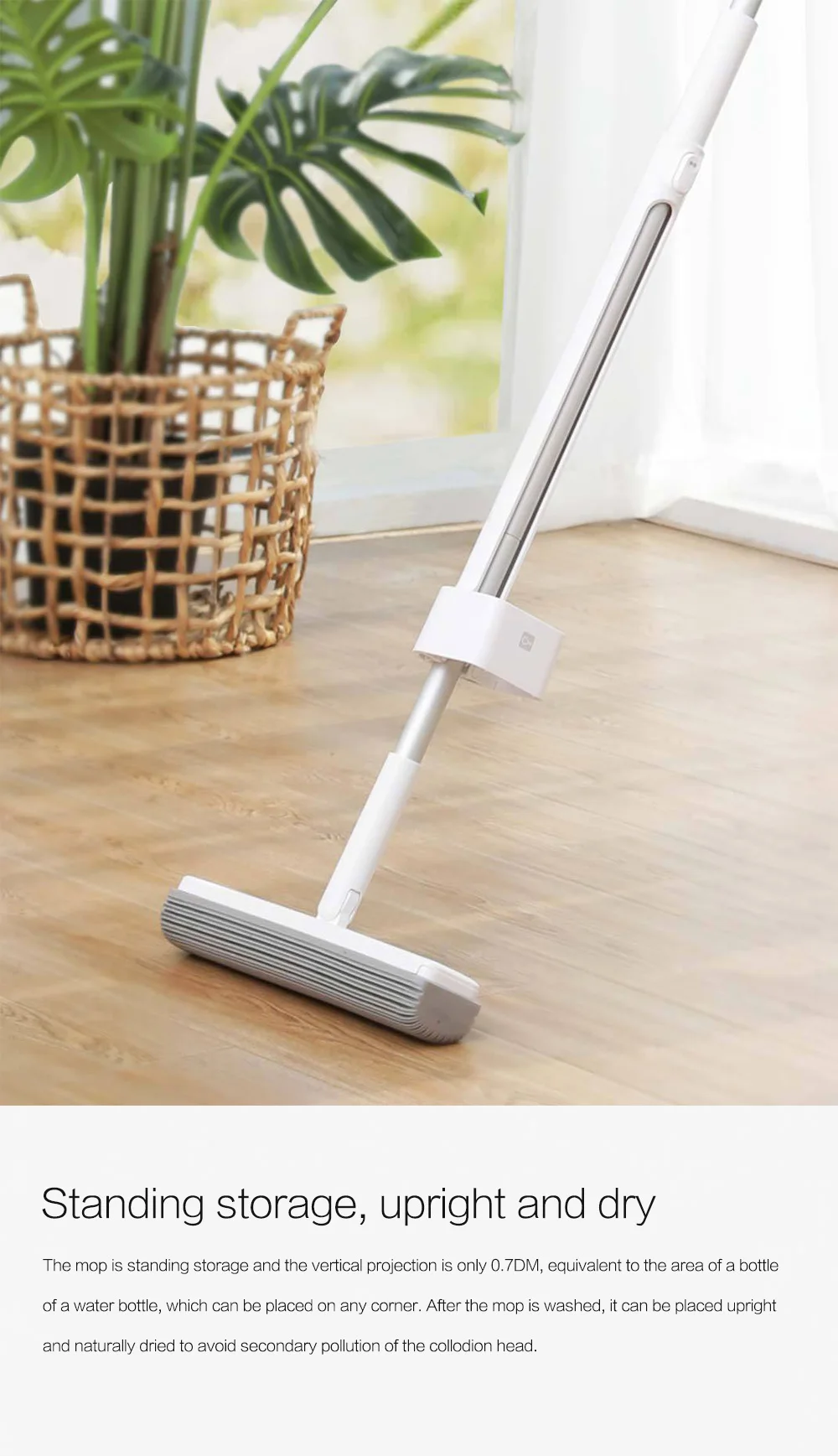180-degree Rotating Standing Storage Space-saving Mop with Collodion Head from Xiaomi Youpin