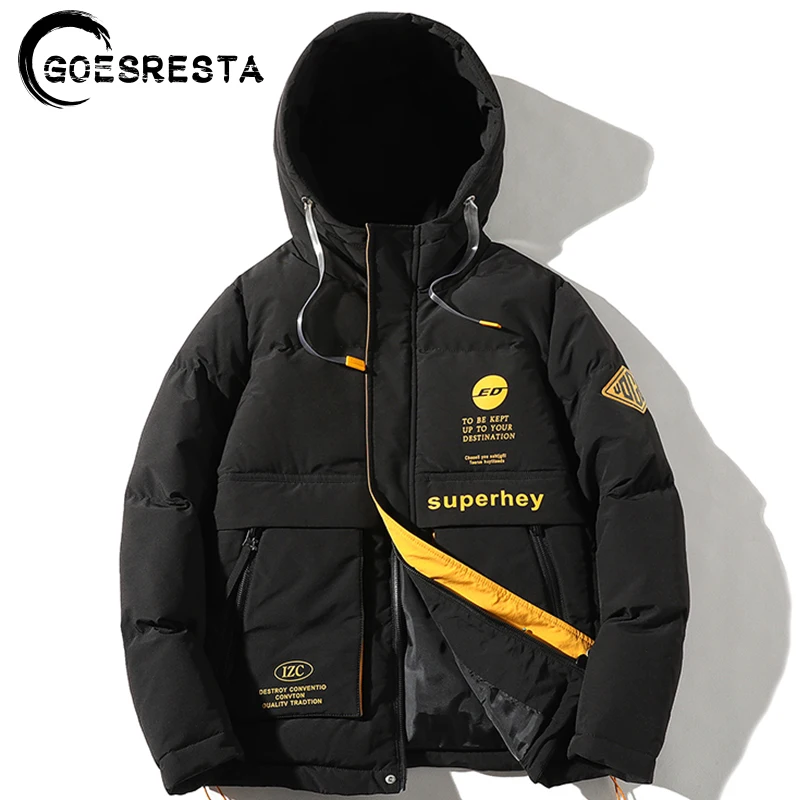 

GOESRESTA 2020 Brand Winter Jacket Men Hooded Thermal Solid color cotton coat Fashion Casual Thicken Parker Jacket men Clothing