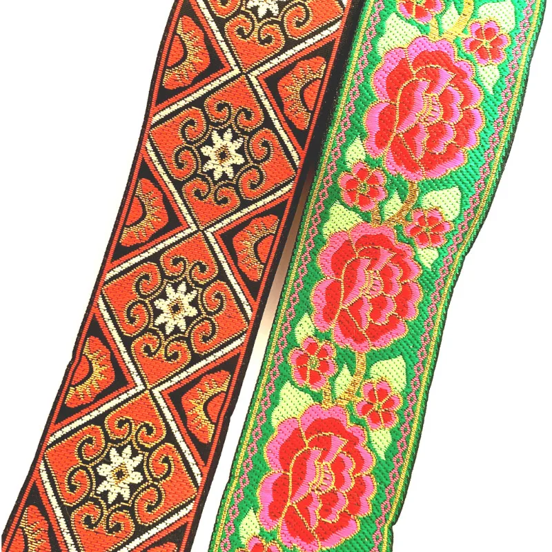 ZERZEEMOOY 2&quot 5cm 7yard/lot High Quality Woven Jacquard Ribbon Black background Red Flowers Pattern Straps And Belt Lace | Дом и сад