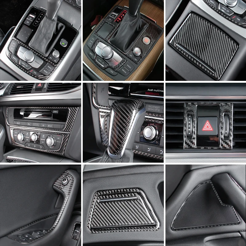 Carbon Fiber Passenger Dashboard Interior Sticker Trim For Audi A6 A7  2012-18