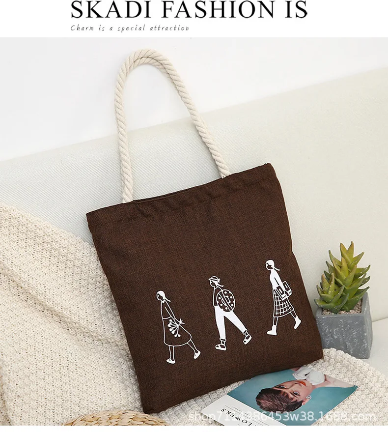 Wholesale Summer New Style Korean-style Literature And Art Hipster Canvas Bag Large Capacity Hemp Rope Hemp Fabric Beach Ba