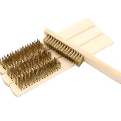 Портативная проволочная щетка 6x16 ряд для чистки полировки Длинная Деревянная ручка инструменты для удаления ржавчины многоцелевой