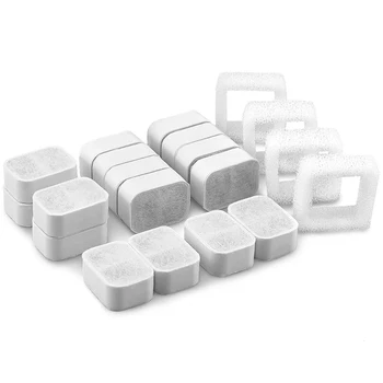 

Ceramic Pet Waterer Activated Carbon Filter sFilter Cotton Replacement Cat and Dog Waterer Filter 20Pcs