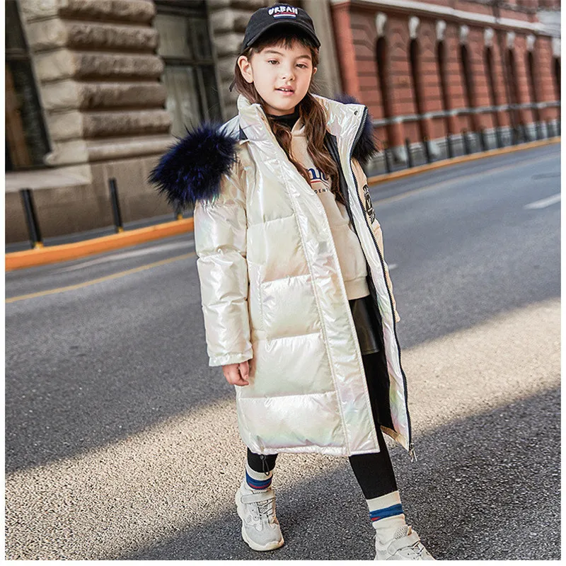 Winter Down Jacket Children Clothing Girl Coats Boy Waterproof Hooded Jackets Kids Parka Solid Warm Thick Long Coats Teen Parka