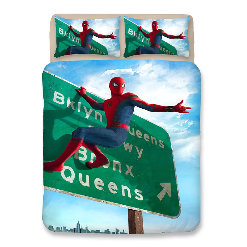 Комплект постельного белья с рисунком Человека-паука для мальчиков и девочек, набор пододеяльников с изображением Мстителей, кровать для принцессы, постельное белье Бэтмена, Студенческие кровати для общежития - Цвет: d
