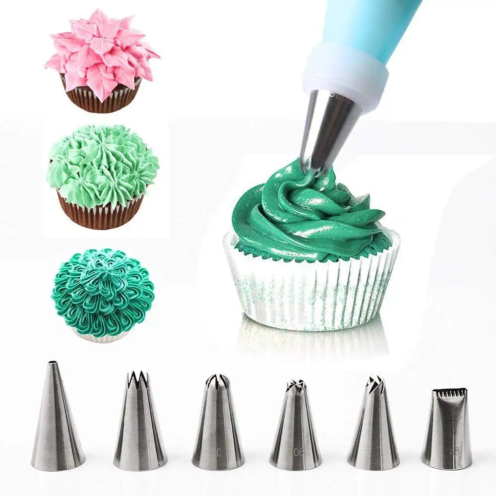 16pcs Nozzle Tips Icing Piping Cream Stainless Steel DIY Cake Decorating Tools Pastry Bag Nozzle Kitchen Bakery Tools muffin