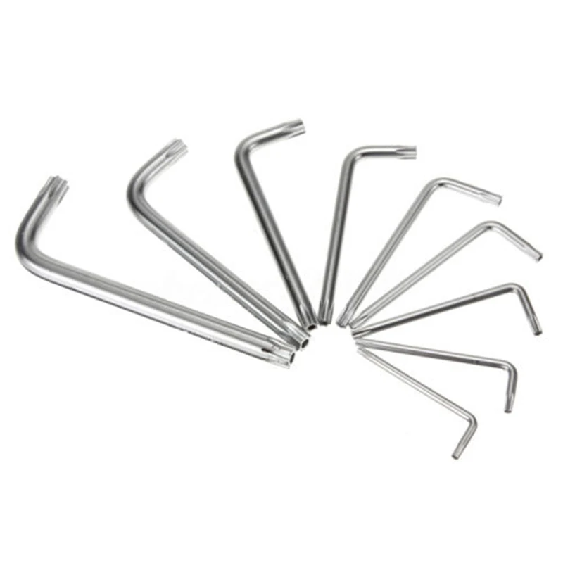 DWZ 9pcs/set Auto Anti Tamper Proof Torx Star Hex Key Wrench L-Shape T10-T50