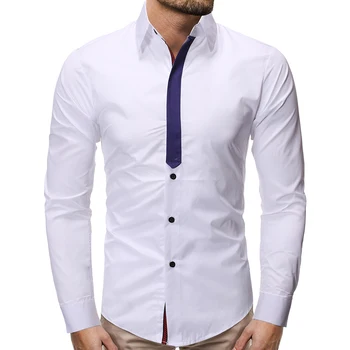 

White Men's Shirt Long Sleeve S-3XL, Fashion Business Casual Shirt Men, Autumn New Camisa