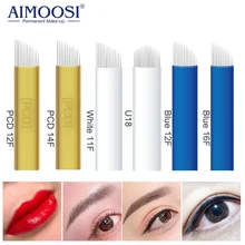 

50pcs Microblading Eyebrow Tattoo Needle For Hand Embroidery for 3D Eyebrow Muanul pen permanent makeup tattoo blades