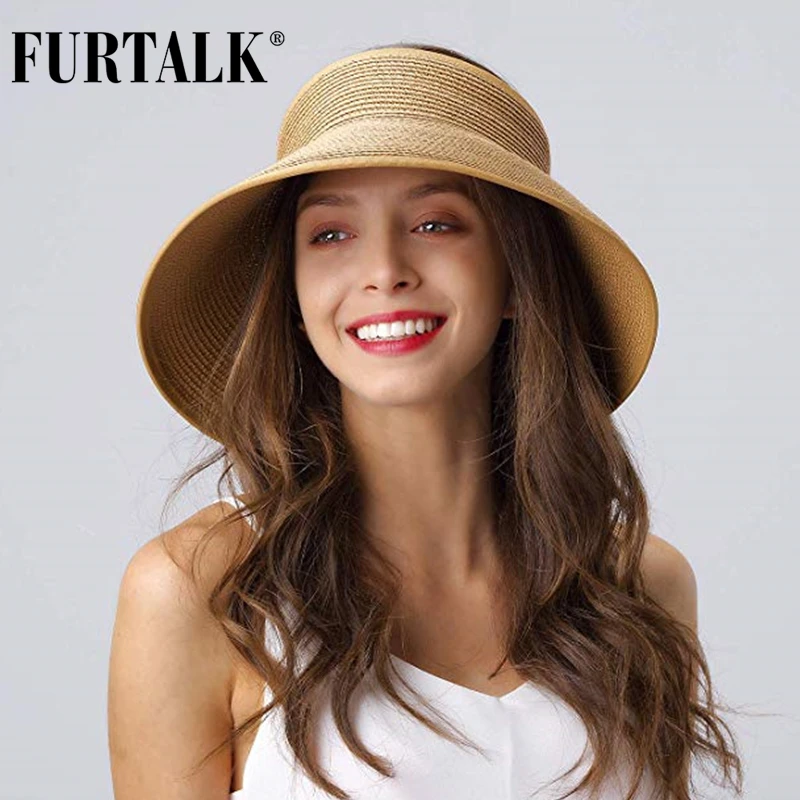 

Шляпка FURTALK соломенная с широкими полями, головной убор с защитой от ультрафиолета UV UPF 50, для путешествий, с козырьком от солнца, для женщин, летняя