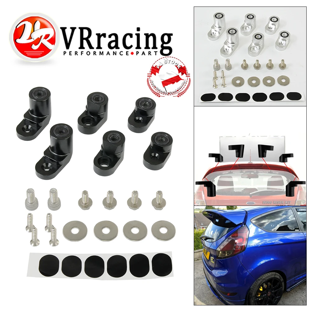 Vr-In Alluminio Billet Bolt-On Hatch Posteriore Ala Spoiler Riser Ascensore Estensione T-6061 Anodizzato Per 14-On Ford Fiesta St Vr-Wsr02