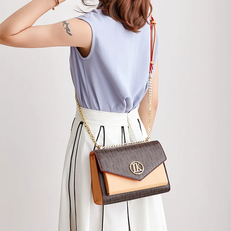 New High Quality Women Leather Handbags Printing Letter Portable Small Square Bag Fashion Chain Shoulder Messenger Bags